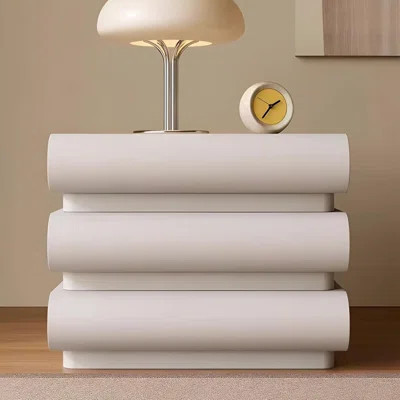 Bedside Table, Cream White Leather Italian Minimalist Solid Wood Bedside Table, Bedroom Home Bedside Storage Cabinet | Wayfair North America