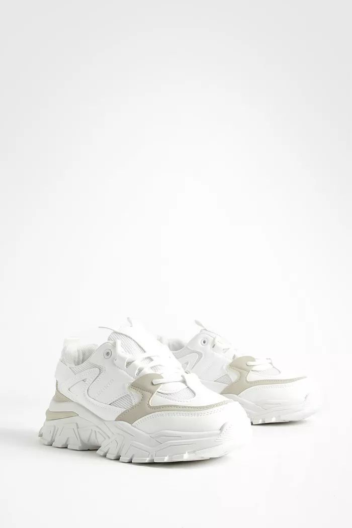 Chunky Lug Sole Contrast Detail Sneakers | boohoo (US & Canada)