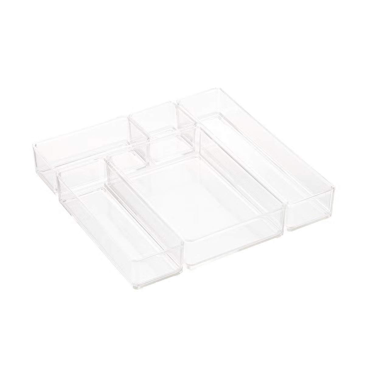 Luxe Clear Acrylic Stackable Drawer Organizers Set of 5 | The Container Store