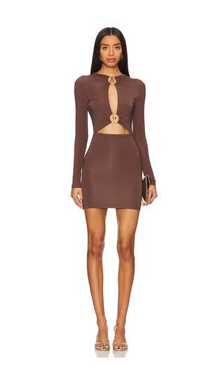 Sarah Cut Out Dress in Chocolate Brown | Revolve Clothing (Global)