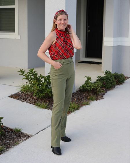 Tartan top and army green pants. Festive holiday Christmas outfit  

#LTKHoliday