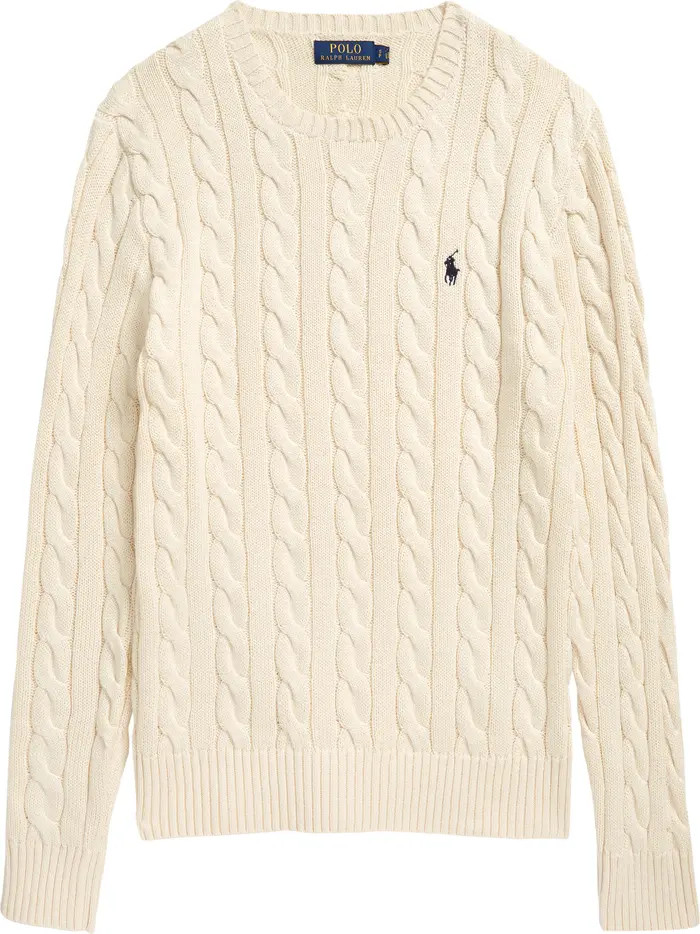 Cable Knit Cotton Crewneck Sweater | Nordstrom