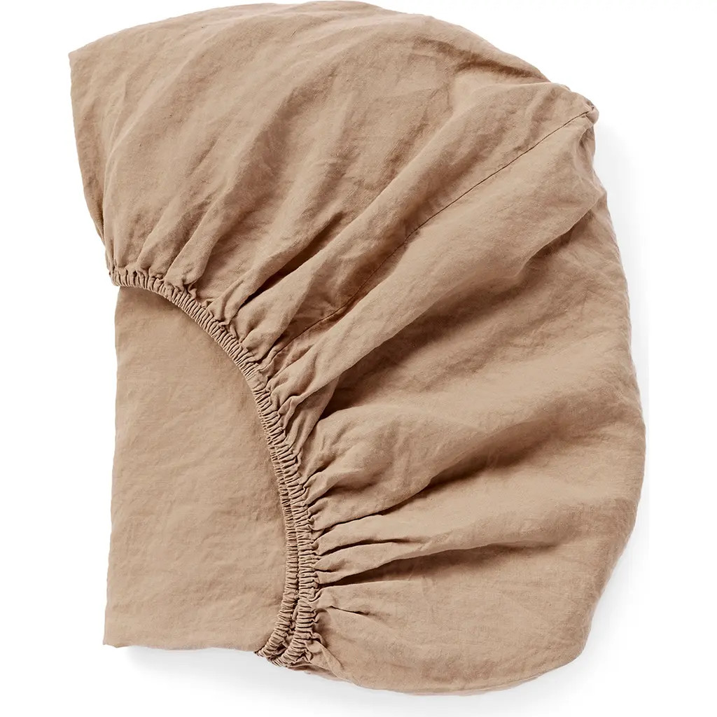 Coyuchi Relaxed Organic Linen Fitted Sheet in Doe at Nordstrom, Size King | Nordstrom