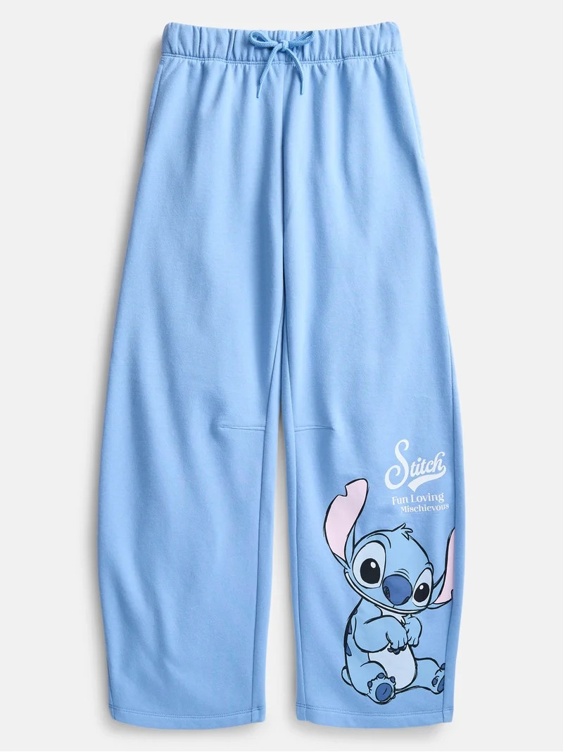 Lilo and Stitch Girls Graphic Barrel Fleece Pants, Sizes 4-16 | Walmart (US)