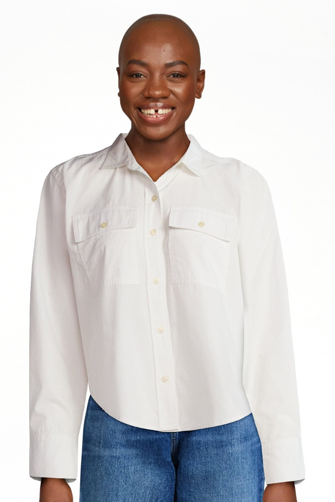 Free Assembly Women's Cropped Cotton Utility Shirt with Long Sleeves, Sizes XS-XXL | Walmart (US)