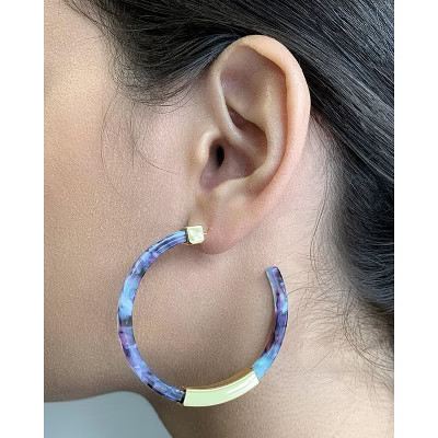 SHINE by Sterling Forever 2" Resin Bar Hoop Earrings | Target