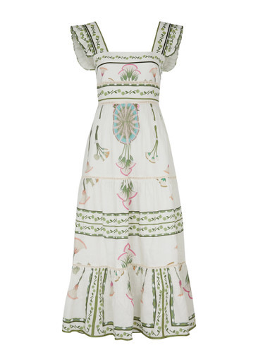 Sybill floral-print linen midi dress | Harvey Nichols