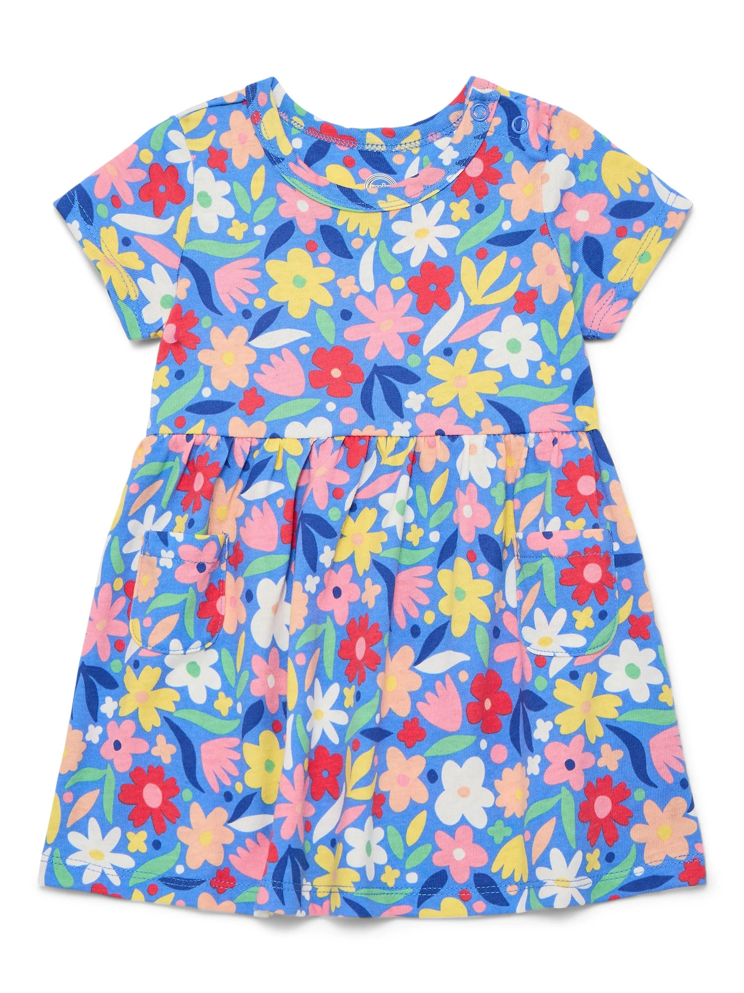 Wonder Nation Baby Girls Dress with Short Sleeves, Sizes 0-24 Months | Walmart (US)