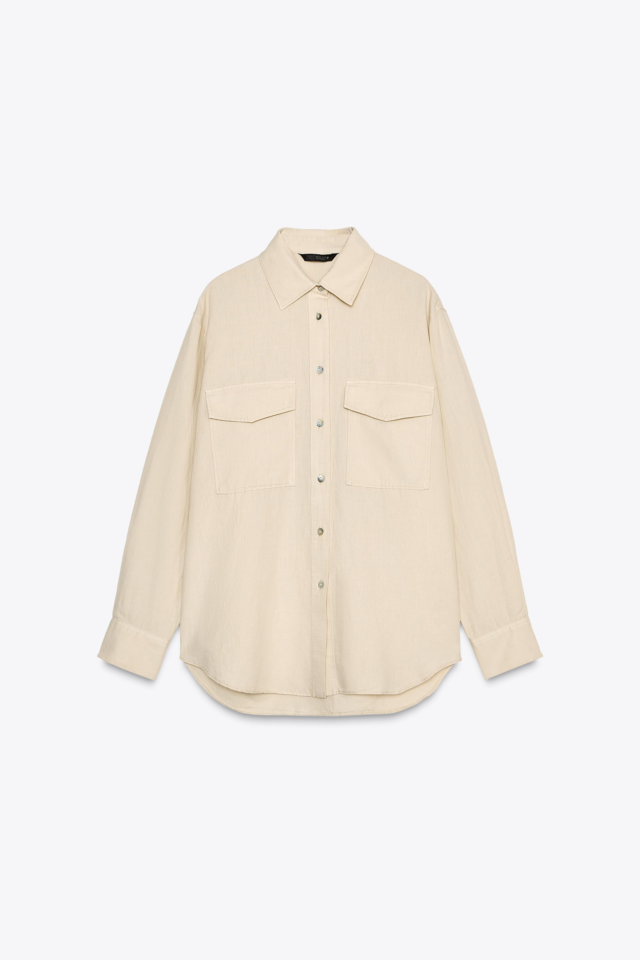 LINEN SHIRT WITH POCKETS ZW COLLECTION | Zara US