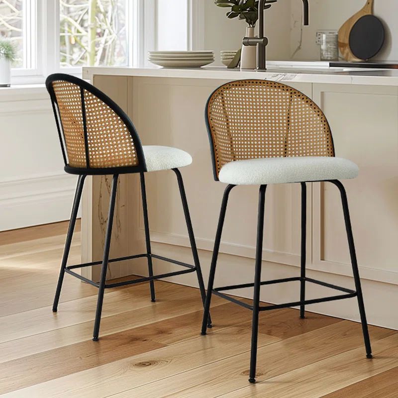 Attalla Upholstered 26.7'' Rattan Stool | Wayfair North America