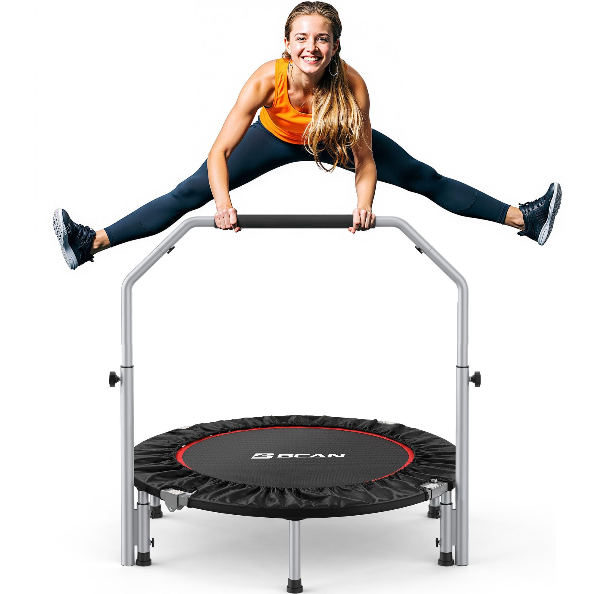 BCAN 40/48" Foldable Mini Trampoline Max Load 330lbs/440lbs, Fitness Rebounder with Adjustable Fo... | Amazon (US)