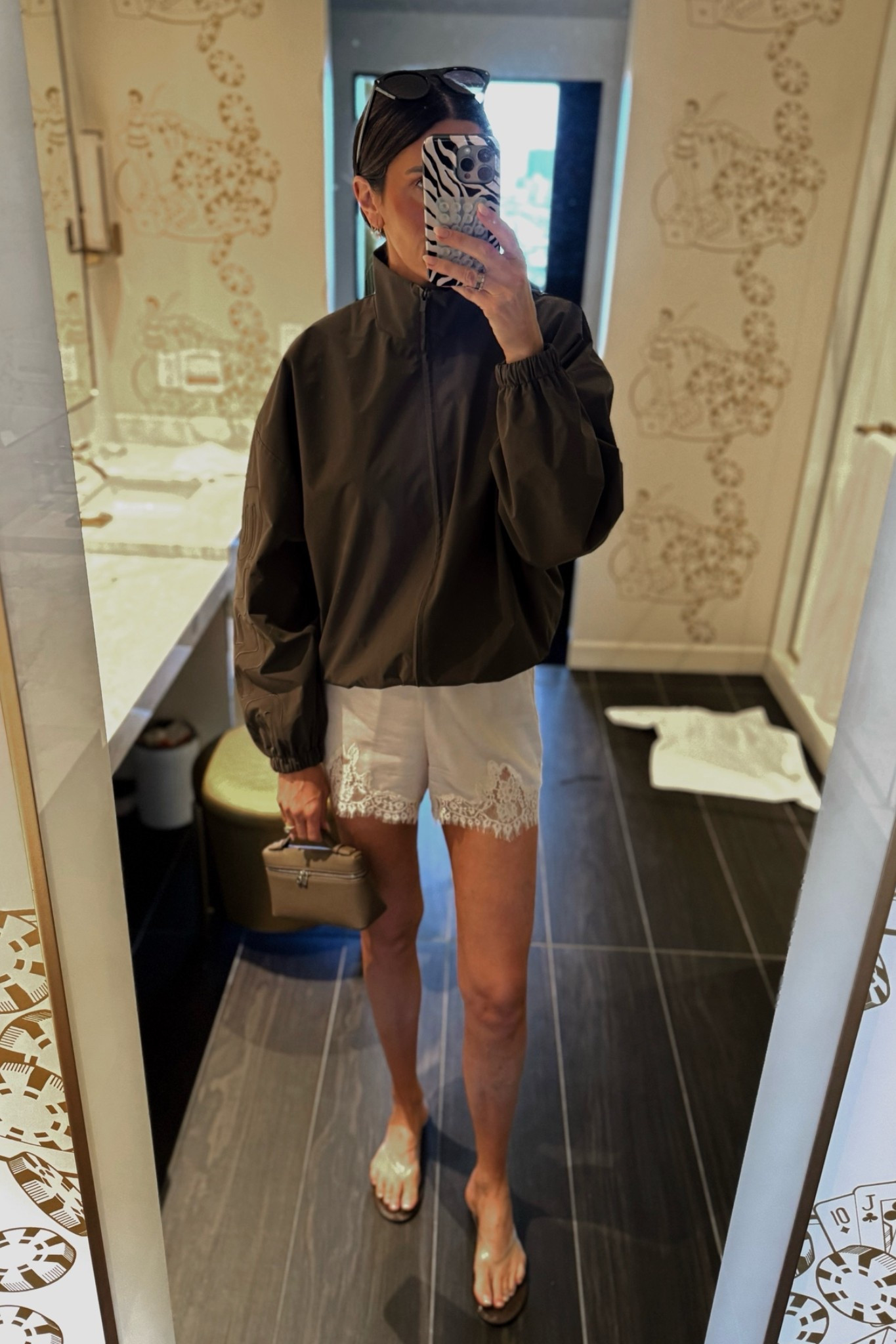 Satin shorts , windbreaker outfit. 

Wearing a small in the shorts.

#LTKootd #LTKTall