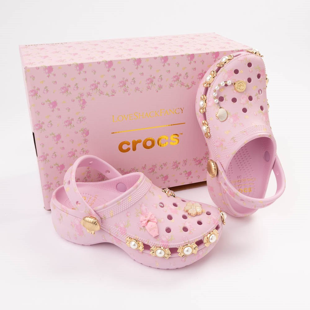 Womens LoveShackFancy x Crocs Classic Platform Clog - Ballerina Pink | Journeys