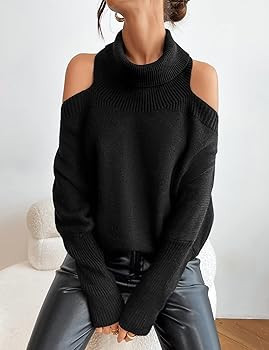 Blooming Jelly Womens Off Shoulder Sweater Turtleneck Oversized Batwing Sweaters Sexy Pullover Kn... | Amazon (US)