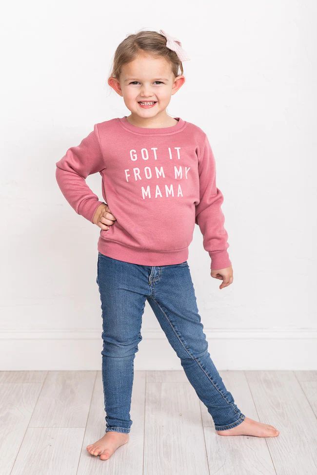 Got It From My Mama Kids Mauve Graphic Sweatshirt | Pink Lily