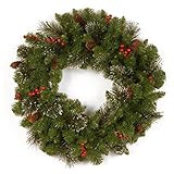 National Tree Company Artificial Christmas Wreath, Green, Crestwood Spruce, Decorated with Pine C... | Amazon (US)