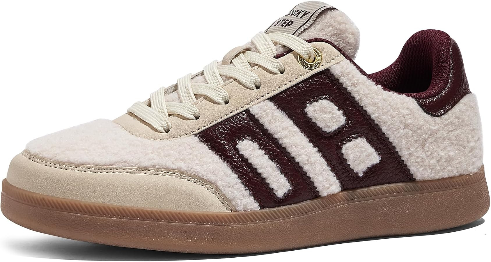 LUCKY STEP Women's Casual Faux Fur Sneakers Plush Retro Gum Sole Fashion Low Top Walking Classic ... | Amazon (US)