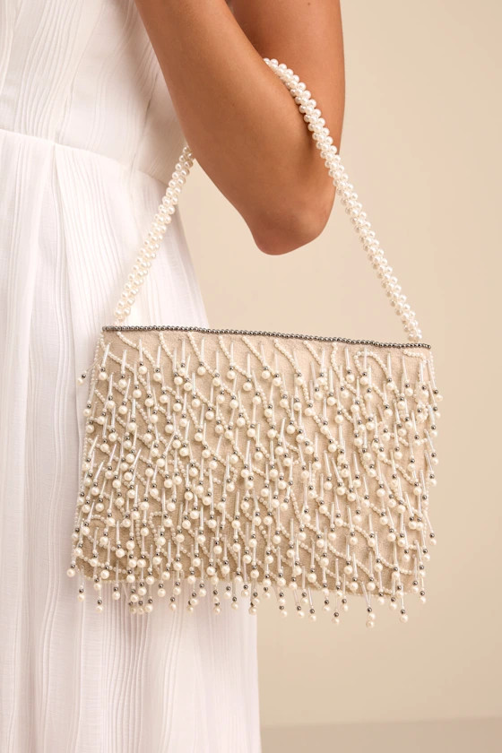 Arla Ivory Pearl Fringe Shoulder Bag | Lulus