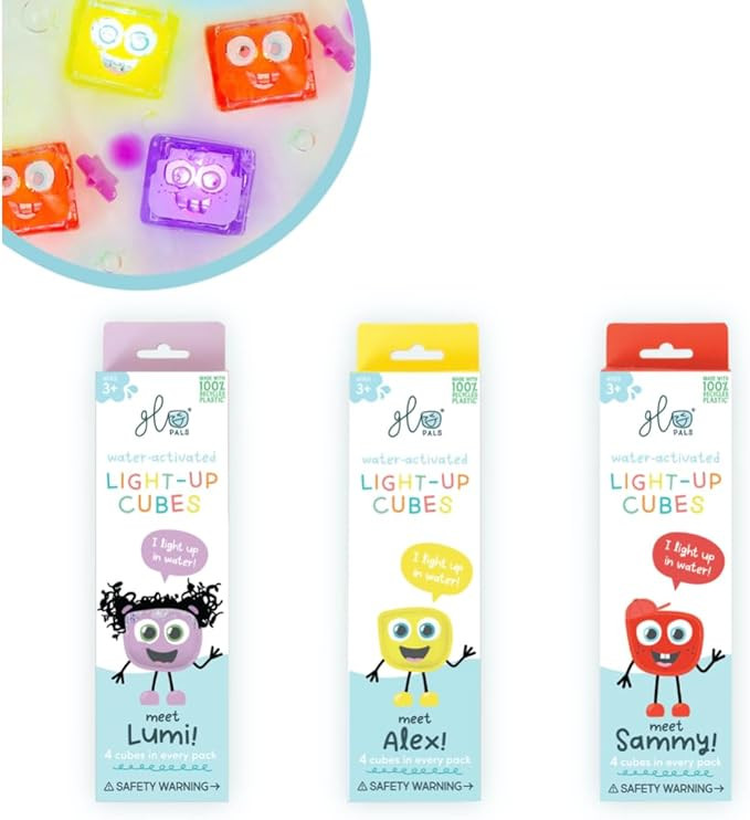 Glo Pals Water-Activated Light-Up Cubes Bundle for Sensory Play (Wacky Wild West – Purple, Yell... | Amazon (US)
