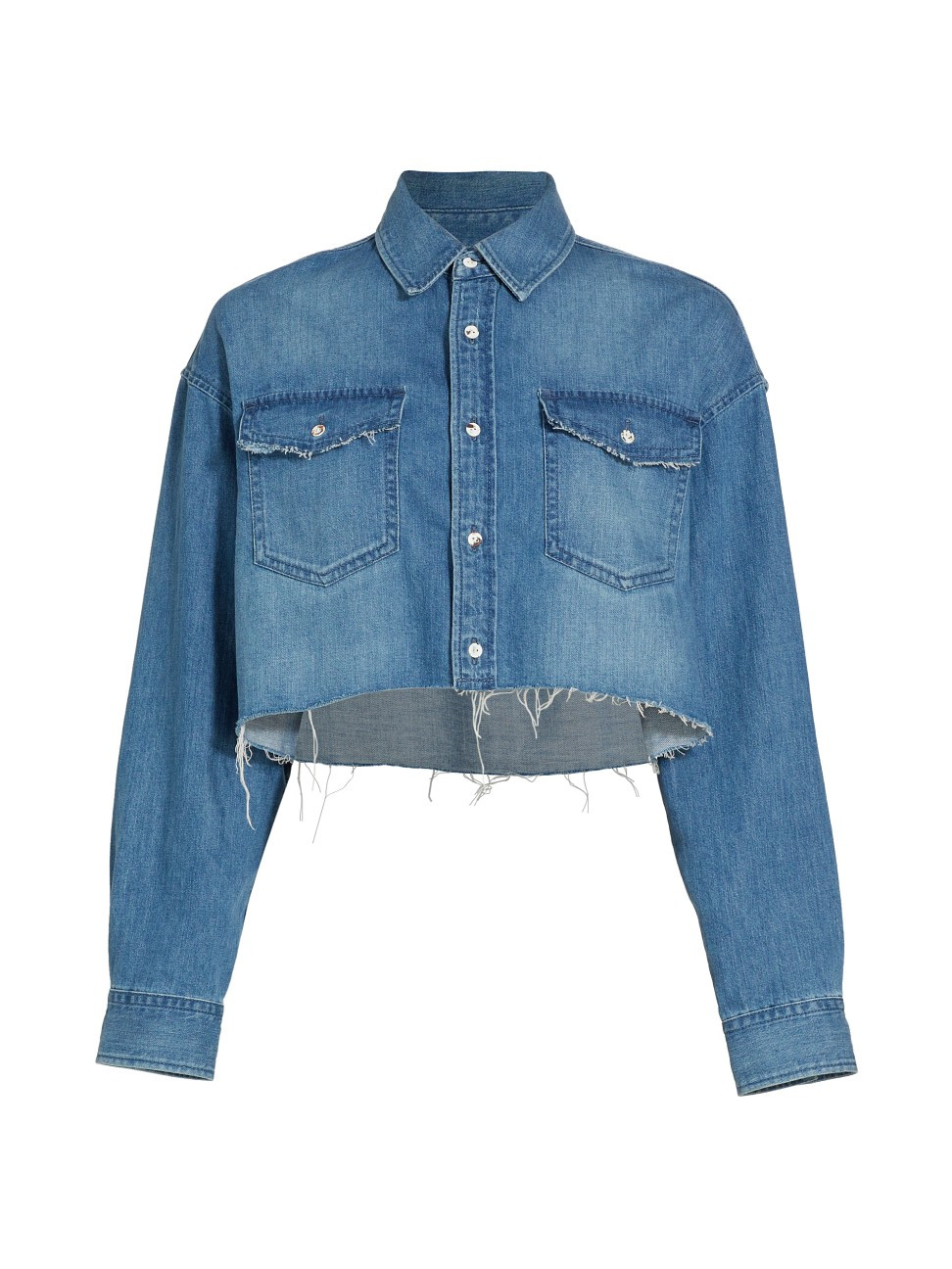 Women's Medina Cropped Denim Shirt - Light Blue - Size Medium | Saks Fifth Avenue