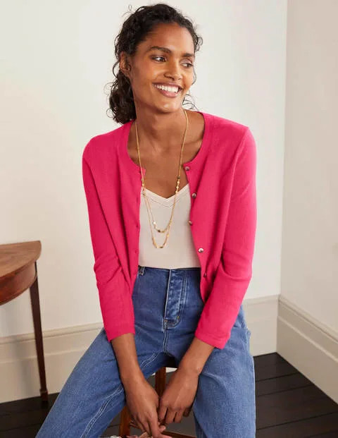 Cashmere Crop Cardigan Carnival Pink Women Boden | Boden (US)