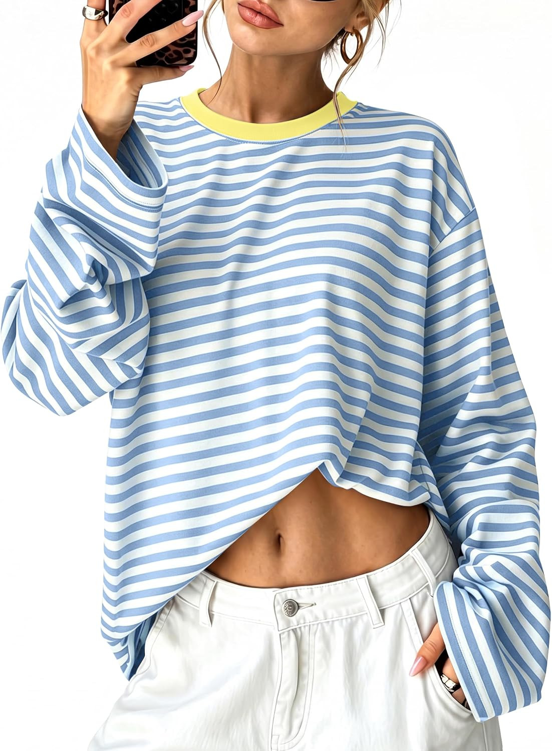 Sampeel Womens Long Sleeve Tops Oversized T Shirts 2026 Y2K Fall Fashion Clothes | Amazon (US)