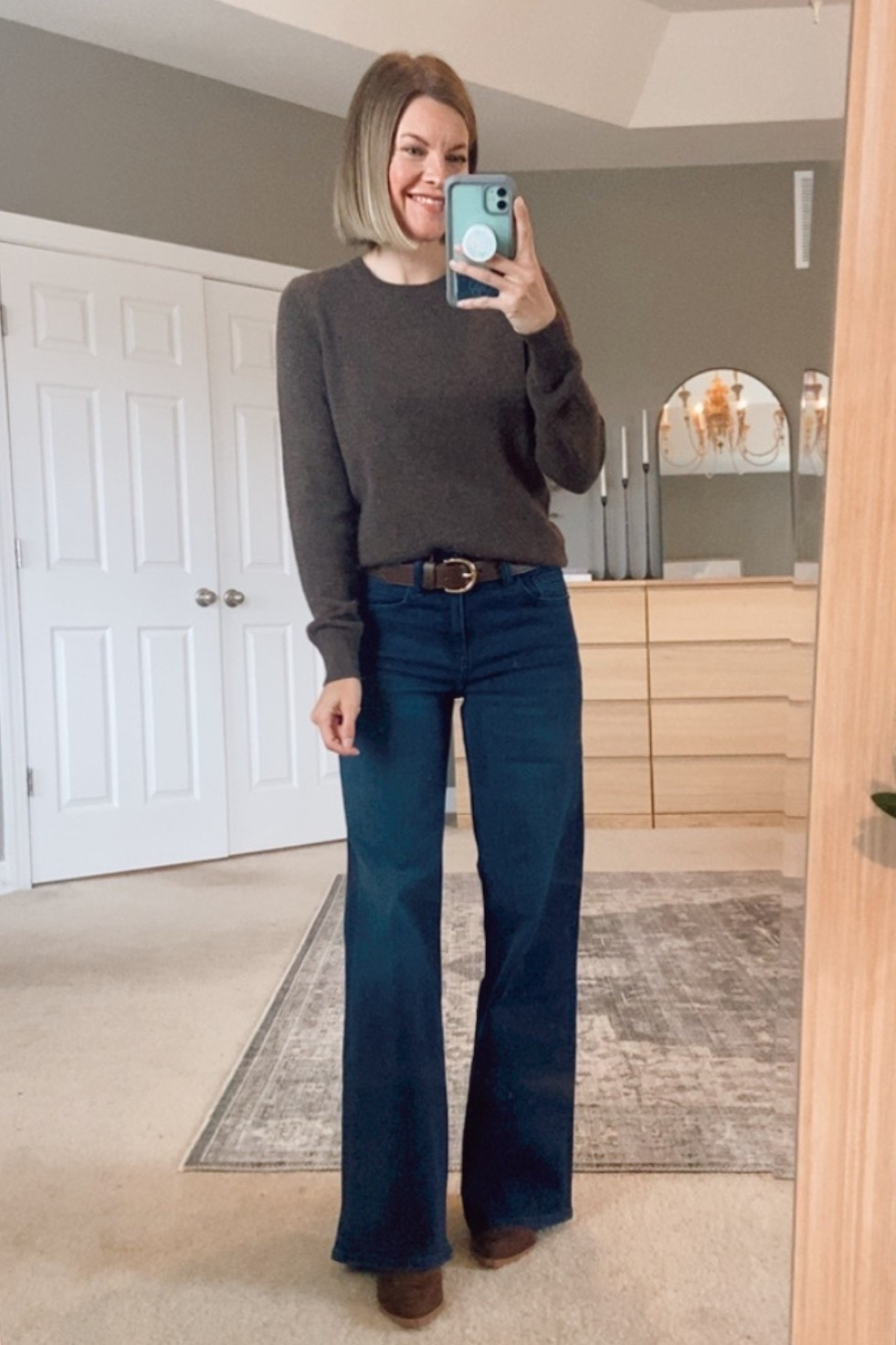 Dark chocolate brown cashmere sweater. Quince viral wide-leg jeans in “deep sea blue.” I am 5’1” wearing size 25 in 30” length.

#LTKPetite #LTKOver40 #LTKFindsUnder50