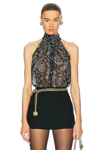 VERSACE Silk Blouse in Black | FWRD | FWRD 