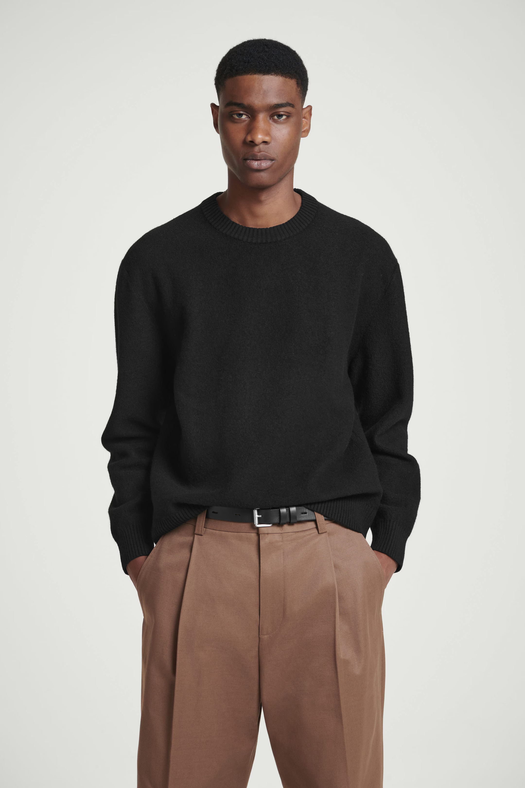 BOILED-WOOL CREW-NECK SWEATER - BLACK | COS | COS (EU)