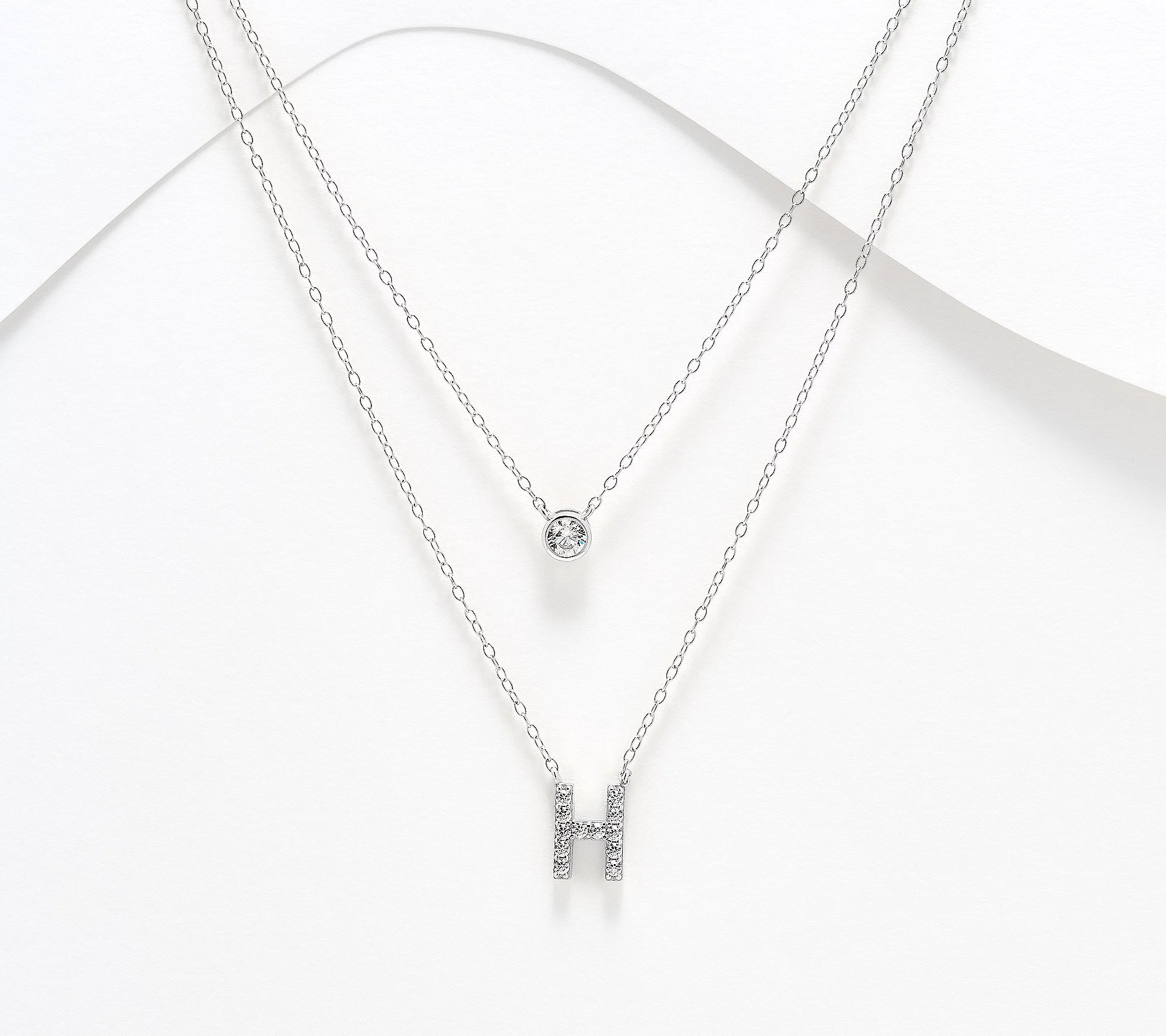 As Is Diamonique Sterling Silver Initial Necklace | QVC
