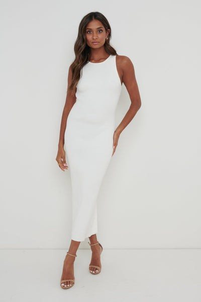 Billie Ribbed Racer Midi Dress | Pretty Lavish (UK)
