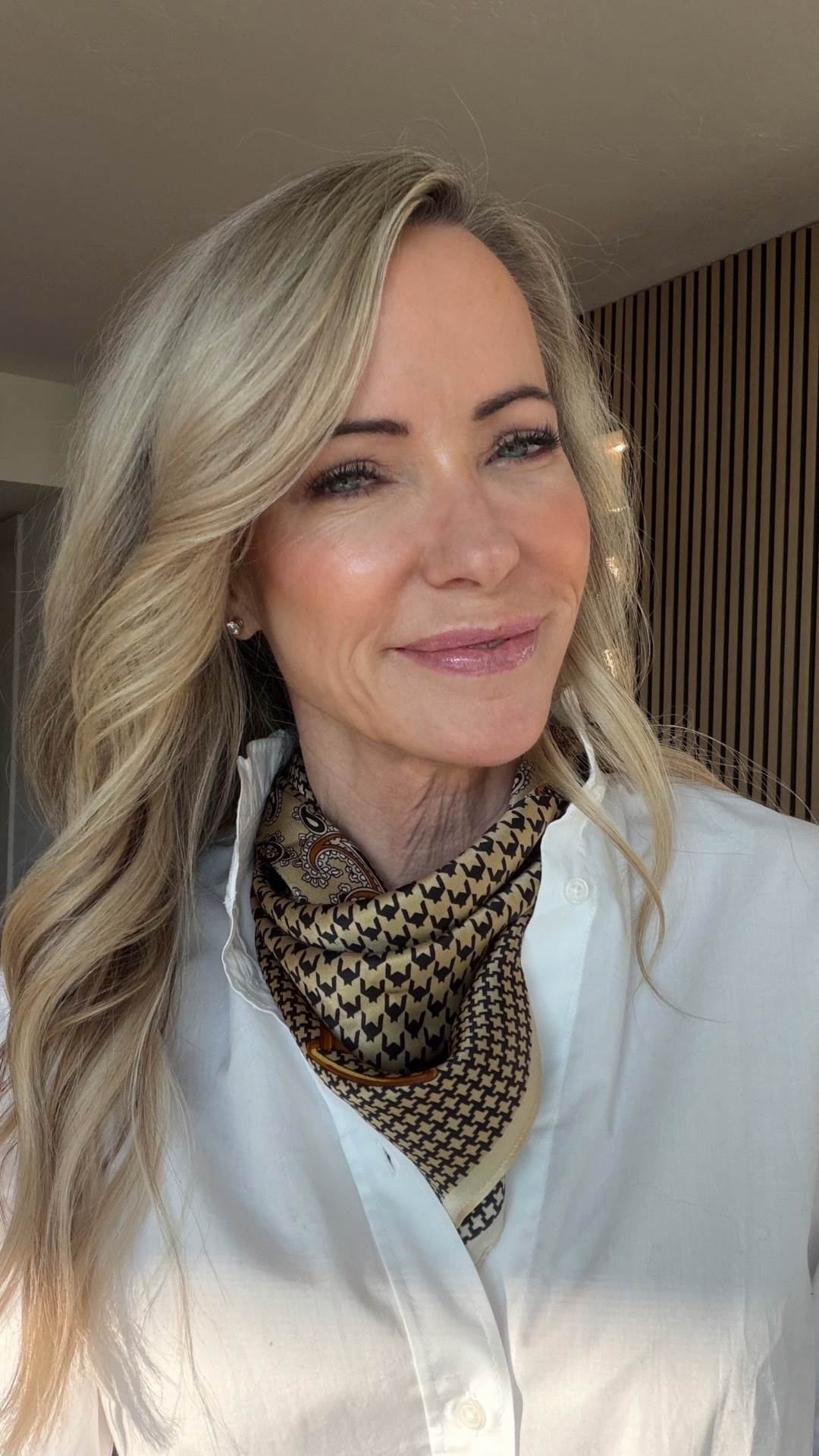 Add a scarf to elevate a simple white button down!

#LTKOver40 #LTKBeauty #LTKFindsUnder50