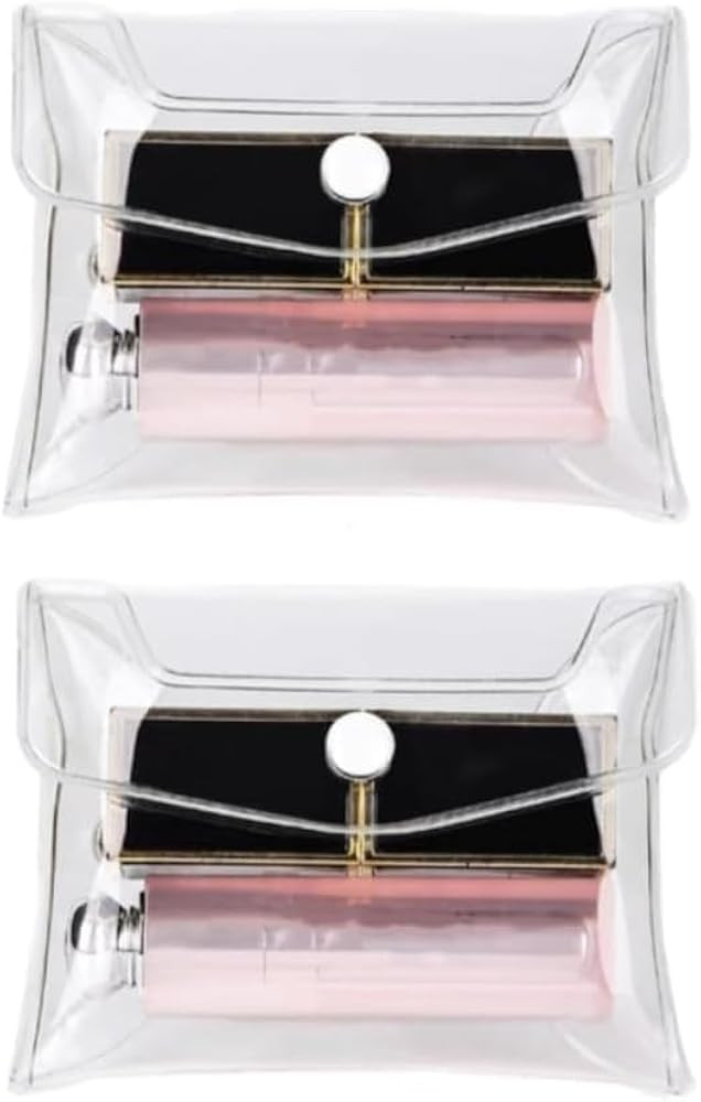 2Pcs Transparent Mini PVC Makeup Bag Small Clear Plastic Cosmetic Organizer Bag Pouch with Snap C... | Amazon (US)
