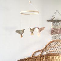 Elegant Baby Mobile, Bird Birds Decoration, Ornament, Decor, Fairytale Cot Hummingbirds Nature Nurse | Etsy (US)