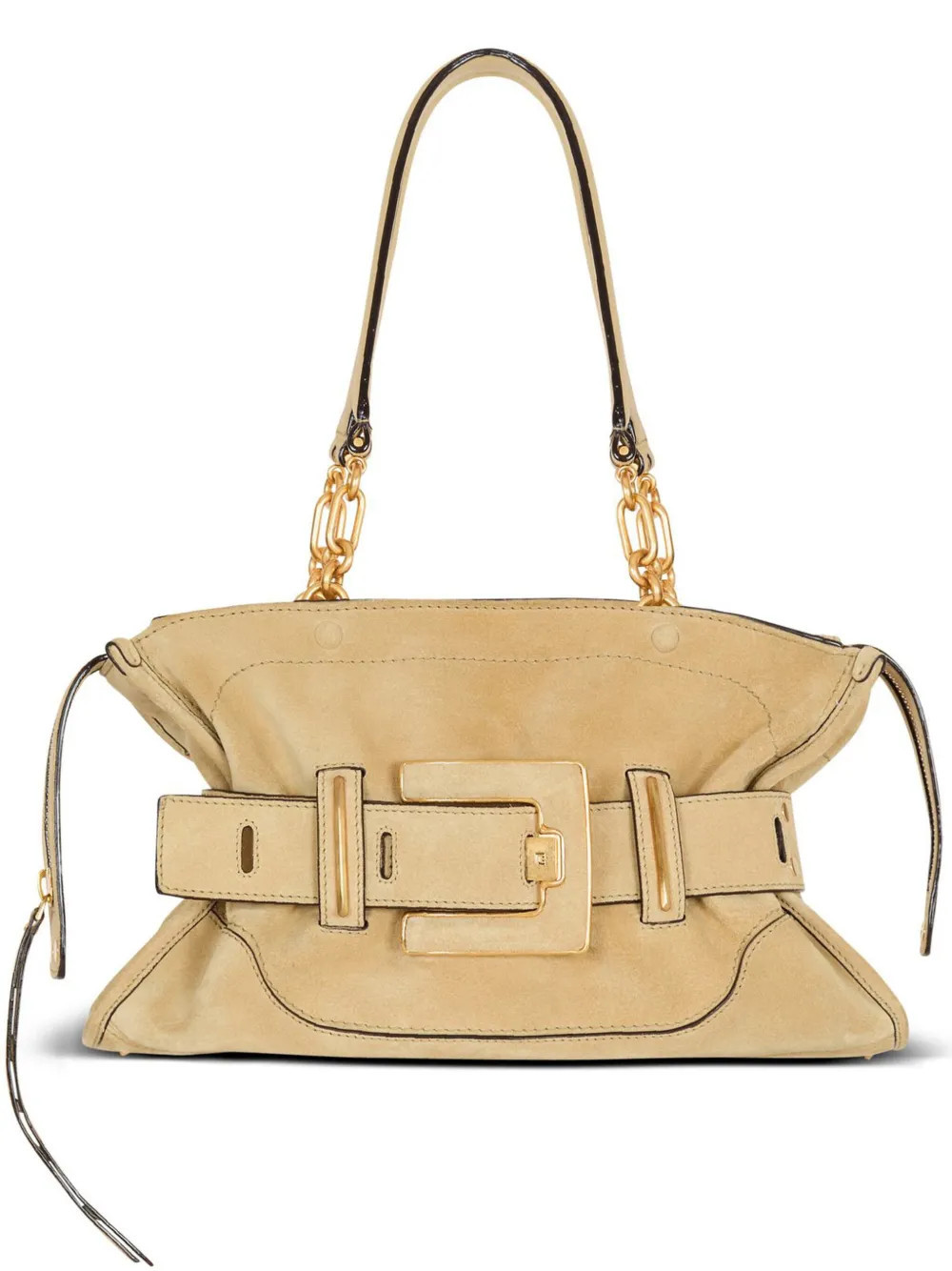 Balmain Anthem suede buckle shoulder bag - Neutrals | Farfetch Global