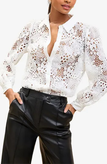 Lipsy Lace Button-Up Shirt | Nordstrom | Nordstrom
