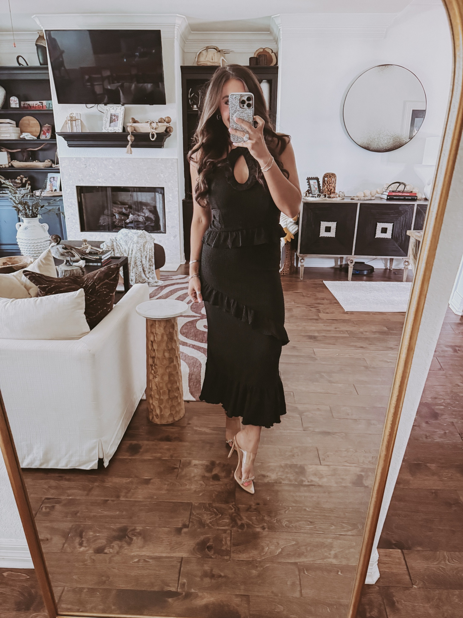 dressed up this cute black ruffle dress for a fancy night out (XS)

#LTKootd #LTKSaleAlert #LTKPetite