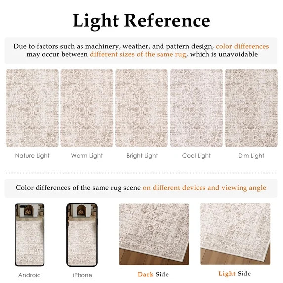 BERTHMEER 9'x12' Large Area Rugs Washable Vintage Rugs for Living Room Farmhouse Dining Room Offi... | Walmart (US)