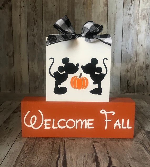 Mickey Fall Decor Disney Block Set Mickey & Minnie Happy | Etsy | Etsy (US)