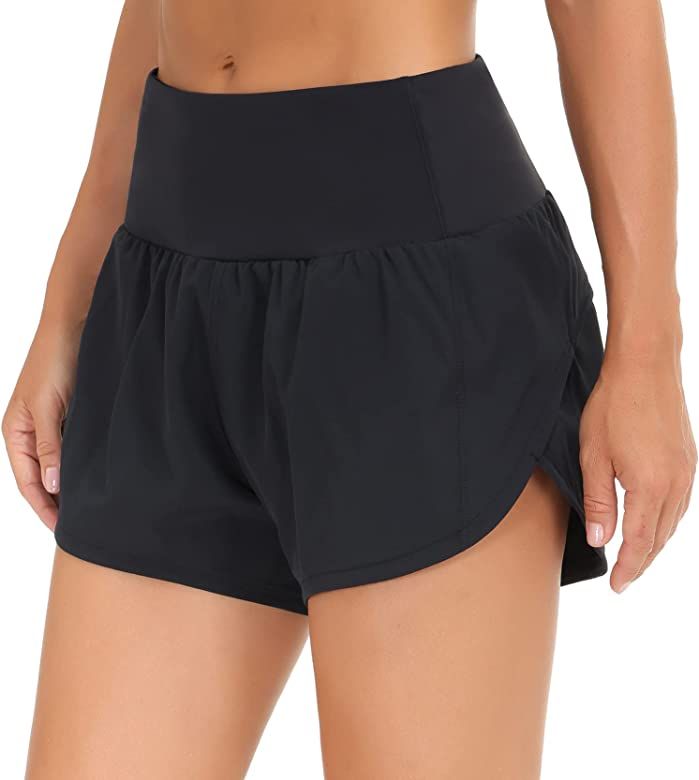 Dragon Fit Running Shorts for Women High Waisted Workout Shorts with Zipper Pockets Athletic Sweat Y | Amazon (US)