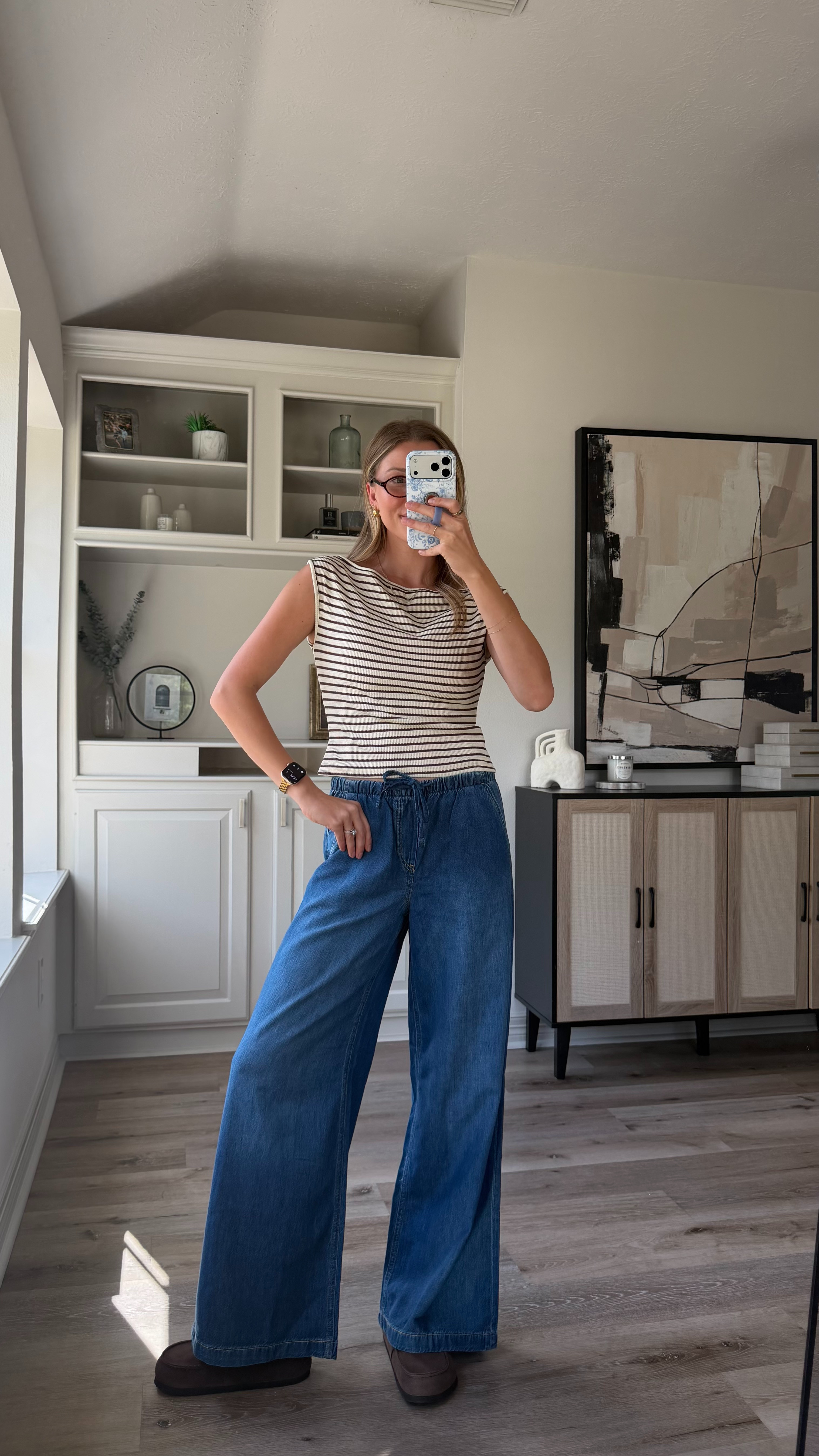 Cute, casual early fall outfit | size small in stretchy denim and off shoulder top 

 #LTKootd #LTKmomlife #LTKTall