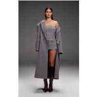 Dark Grey Wool Look Oversized Drop Shoulder Maxi Coat, Dark Grey | PrettyLittleThing IE