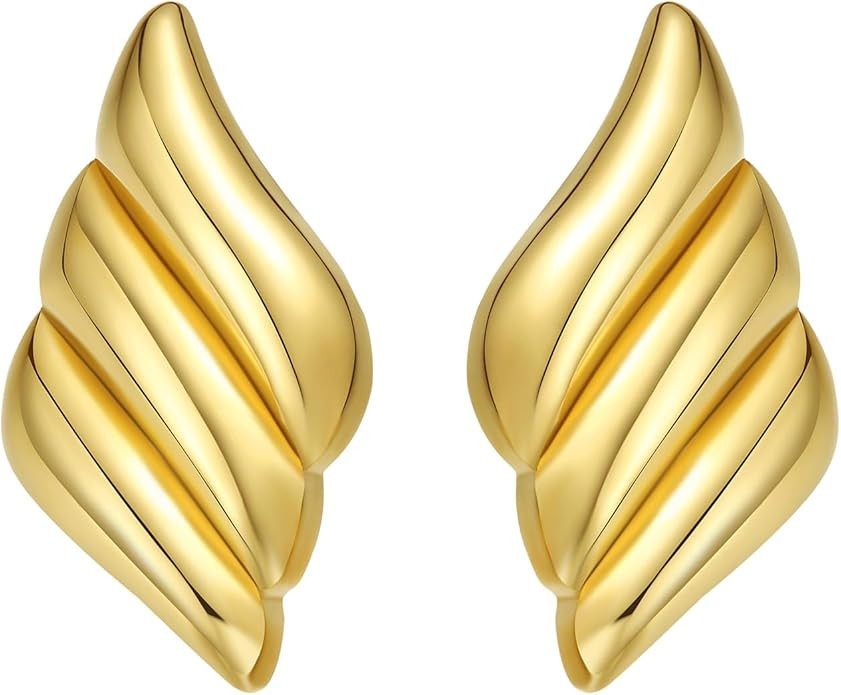 Geometric Rectangle Gold Stud Earrings Irregular Hammered Chunky Statement Square Earrings for Wo... | Amazon (US)