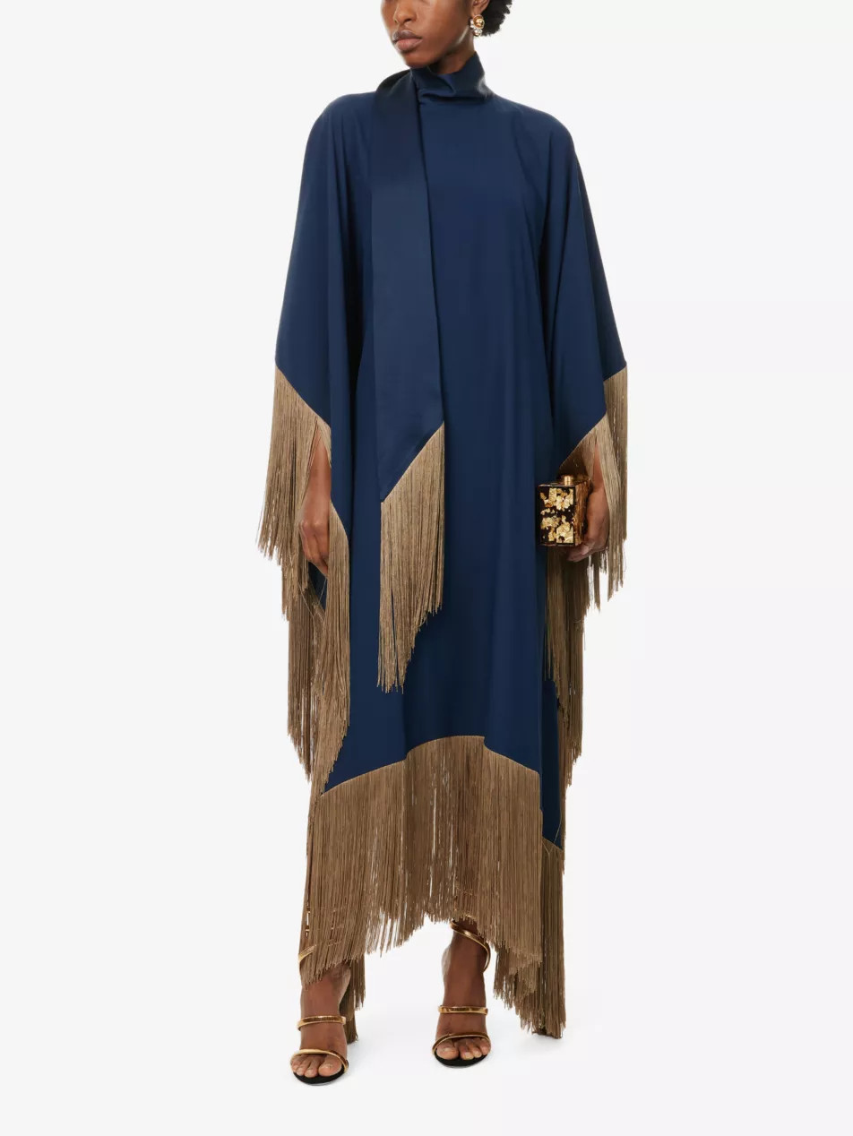 Mrs Ross fringed-trim woven kaftan | Selfridges