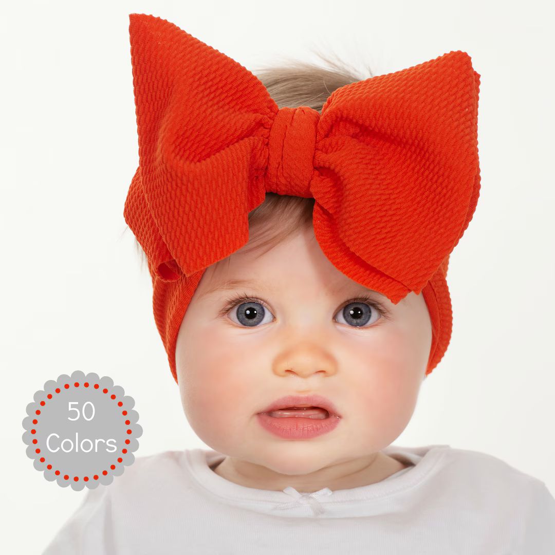 Red Big Bow Headbands, Girls Bow Head Wraps, Oversized Bow Baby Turban, Girls Big Bows, Baby Girl... | Etsy (US)