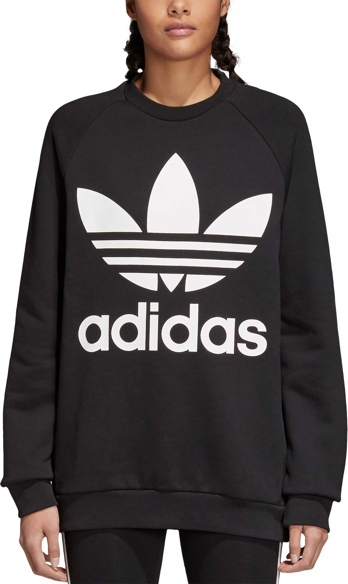 adidas Originals Women's Oversized Trefoil Crewneck Sweatshirt, Size: XS, Black | Dick's Sporting Goods