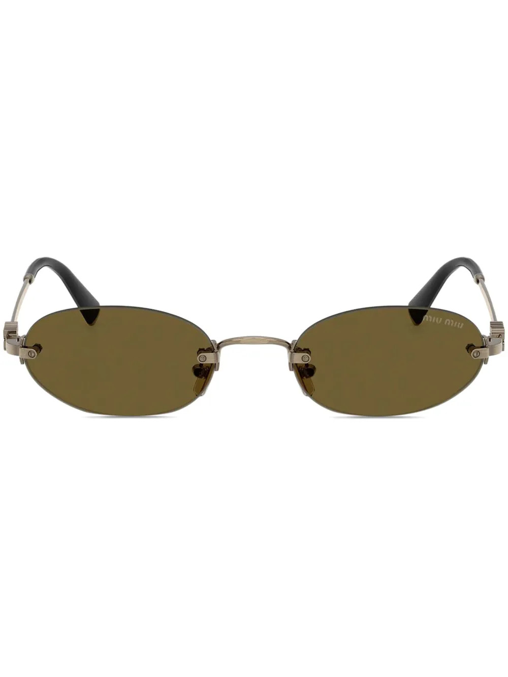 Miu Miu Eyewear oval-frame Sunglasses | Gold | FARFETCH AU | Farfetch Global