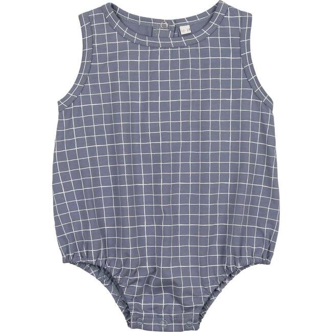 Grid Romper, Slate | Maisonette