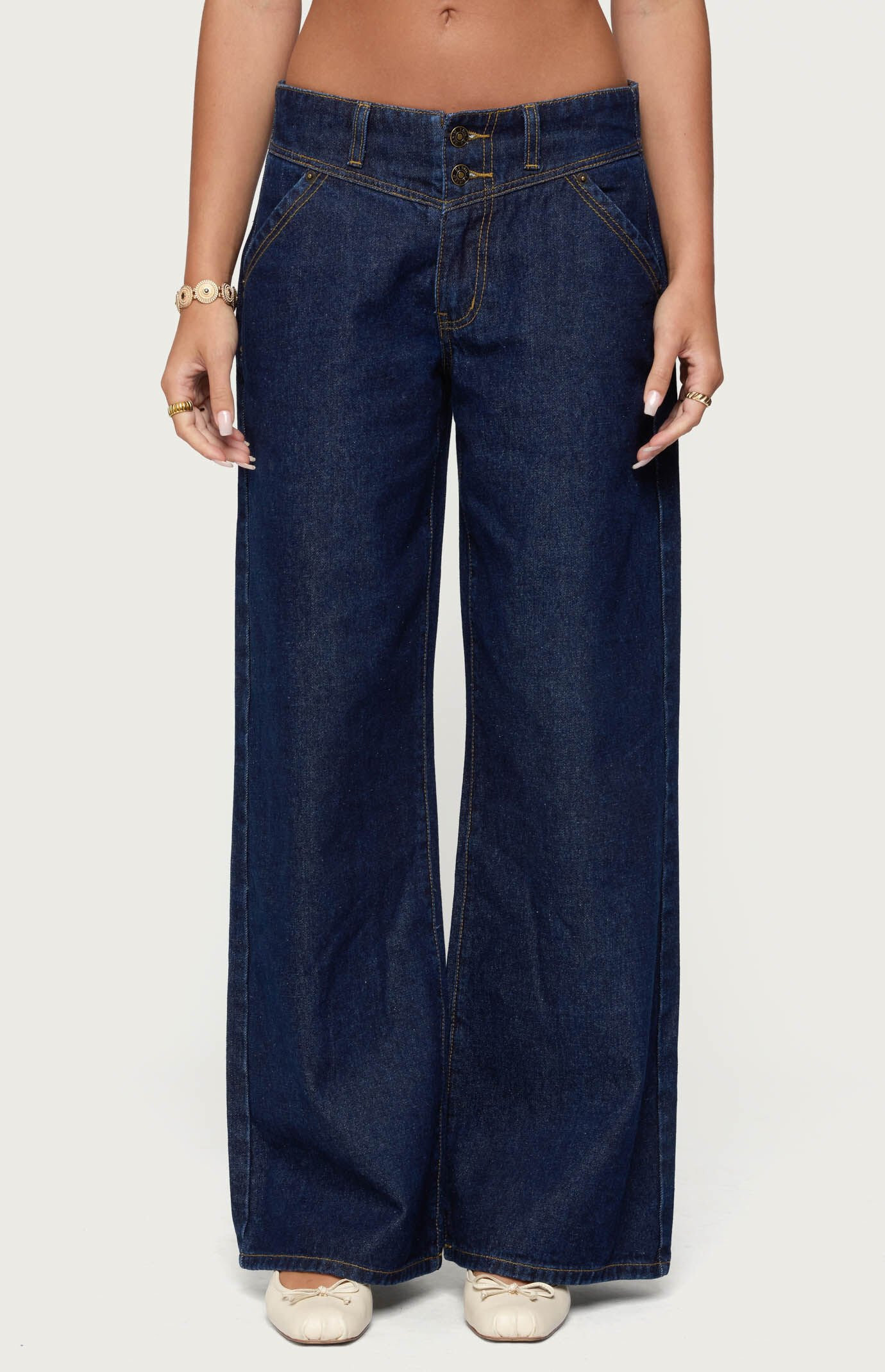 Edikted Women's Meredith Low Rise Jeans in Blue - Size XL | PacSun