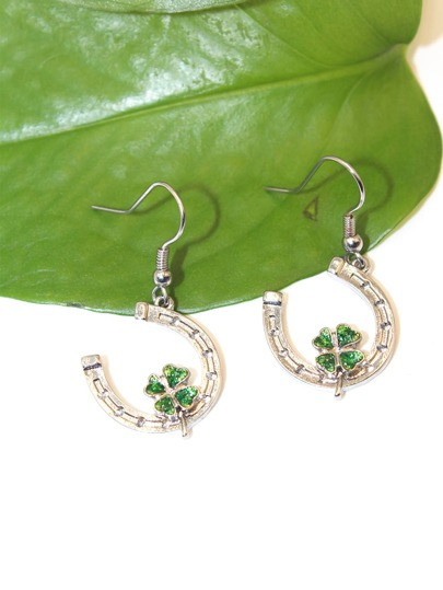 Rhinestone Lucky Clover Decor Letter Drop Earrings SKU: sj2211237294322028(82 Reviews)$1.50$1.43J... | SHEIN